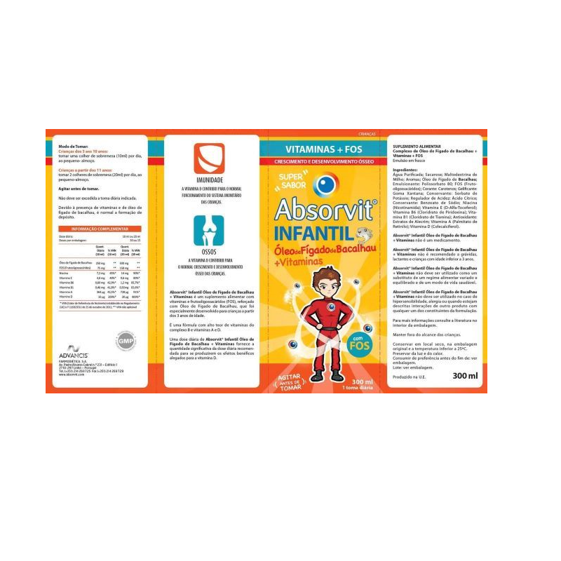 Absorvit Infantil Huile de Foie de Morue 300 ml