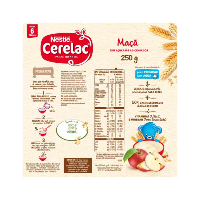 Cerelac Manzana con leche 6m + 250g