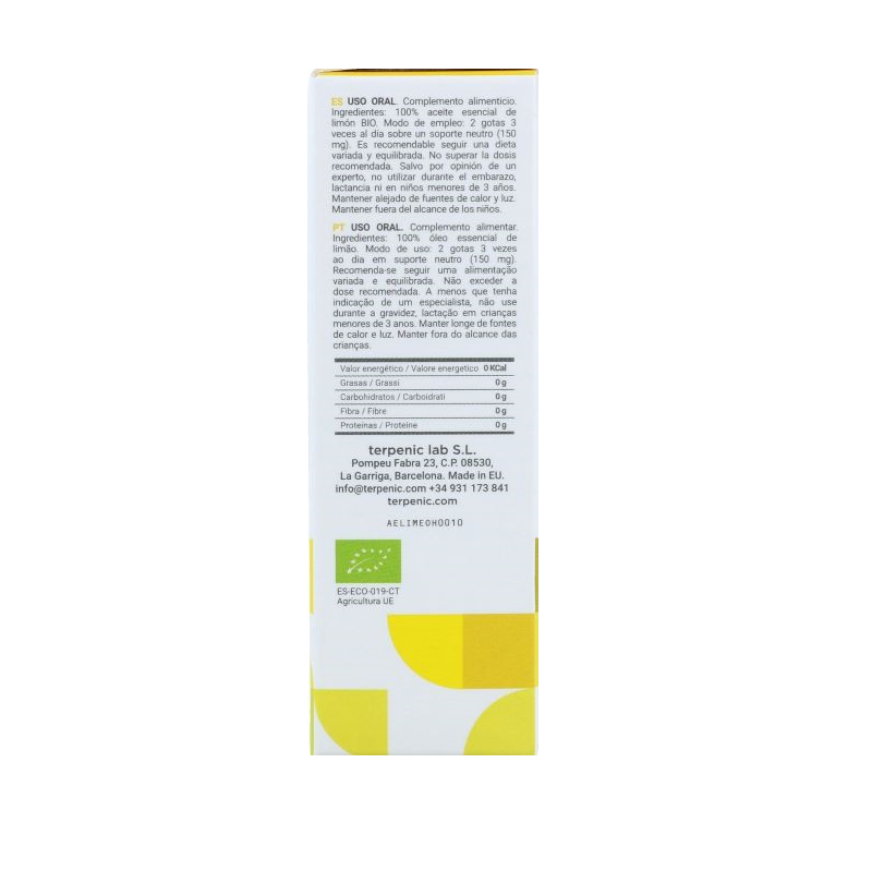 Terpenic Organic Lemon Essential Oil 10ml
