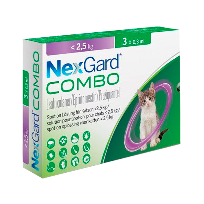 Nexgard Combo Pipetas Gatos até 2,5kg 3x0,3ml