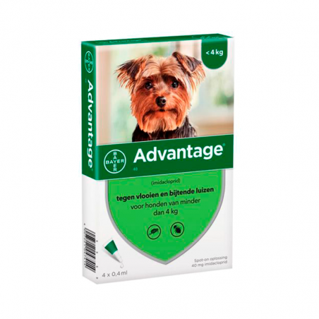 Advantage 40 Dogs 0-4Kg 4pipetasx0,4ml