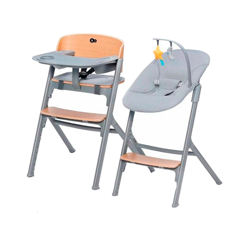 Kinderkraft Livy Chaise Gris/Bois + Calmee Chaise Longue Gris