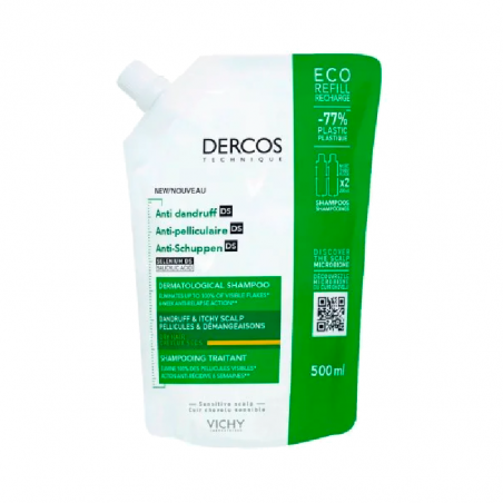 Dercos Technique Champô Anti-Caspa Cabelo Seco Ecorefill 500ml