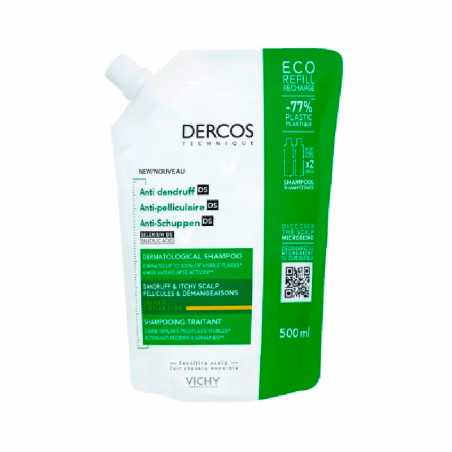 Dercos Technique Shampooing Antipelliculaire Cheveux Secs Ecorefill 500 ml