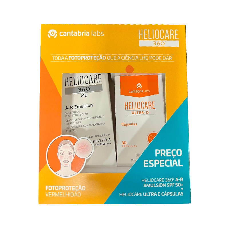 Heliocare Ultra D 30 capsules et Heliocare 360º MD AR Emulsion SPF50+ Coffret