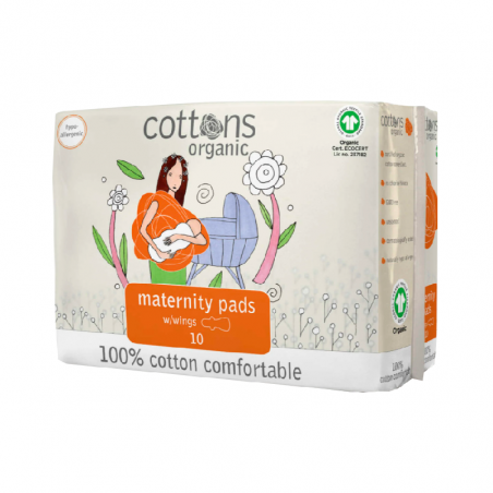 Cottons Apósitos Postparto Algodón Con Solapas 10 unidades