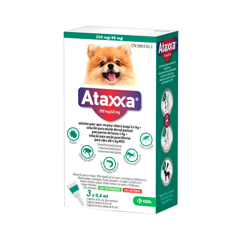 Ataxxa 200mg/40mg hasta 4Kg 3 pipettes