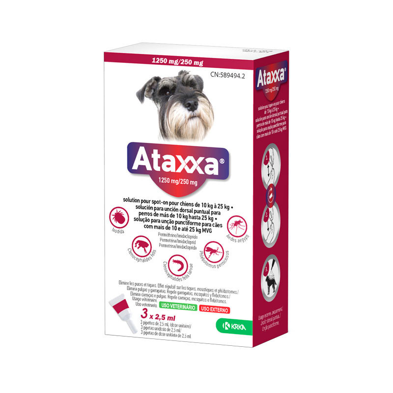 Ataxxa 1250mg/250mg 10-25Kg 3 pipetas