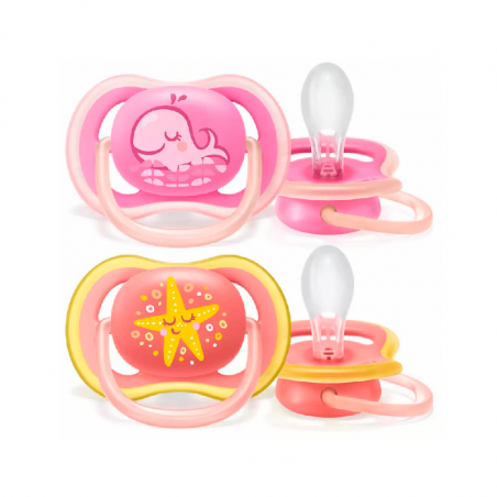 Philips Avent Soother Ultra-Air Decorated Pink Whale 6-18m 2 pcs