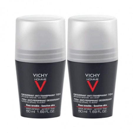 Vichy Homme Antiperspirant Deodorant 72h Roll-On 2x50ml