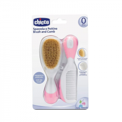 Chicco Natural Pink Comb and Bristle Brush