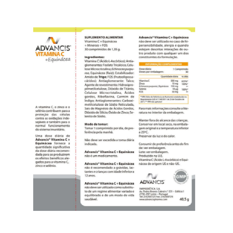Advancis Vitamina C + Echinacea 12 comprimidos efervescentes