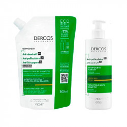 Dercos Technique Anti-Dandruff Shampoo Shampoo 390ml and Refill 500ml Dry Hair