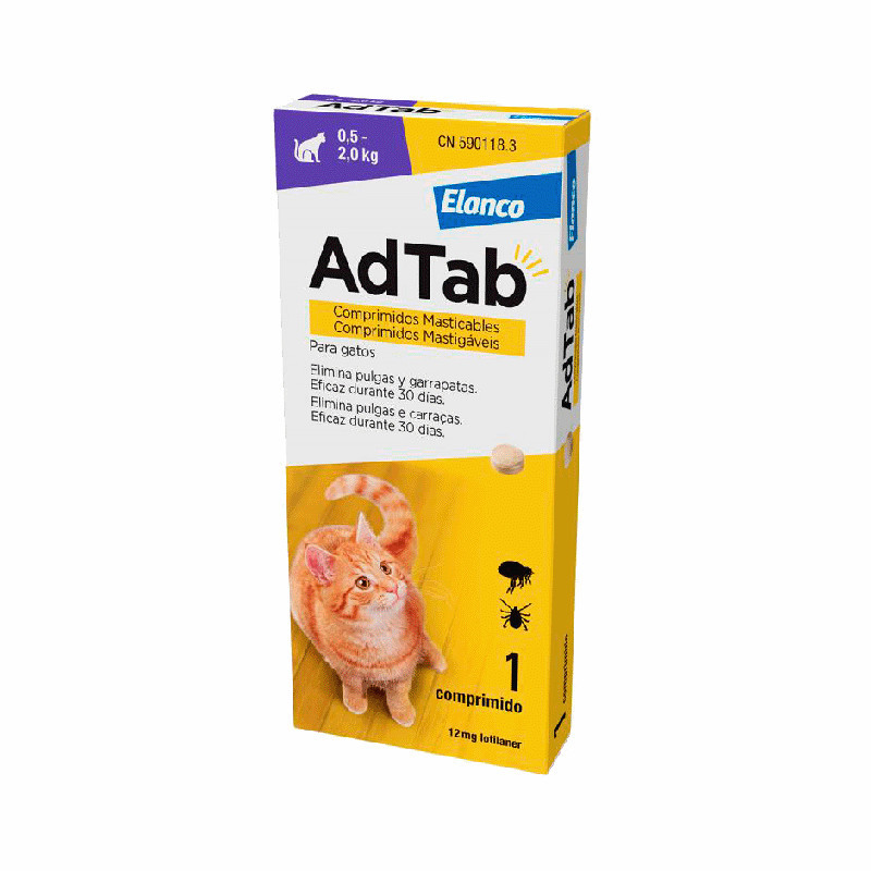 AdTab Gato 12mg comprimidos mastigáveis 0,5-2,0kg