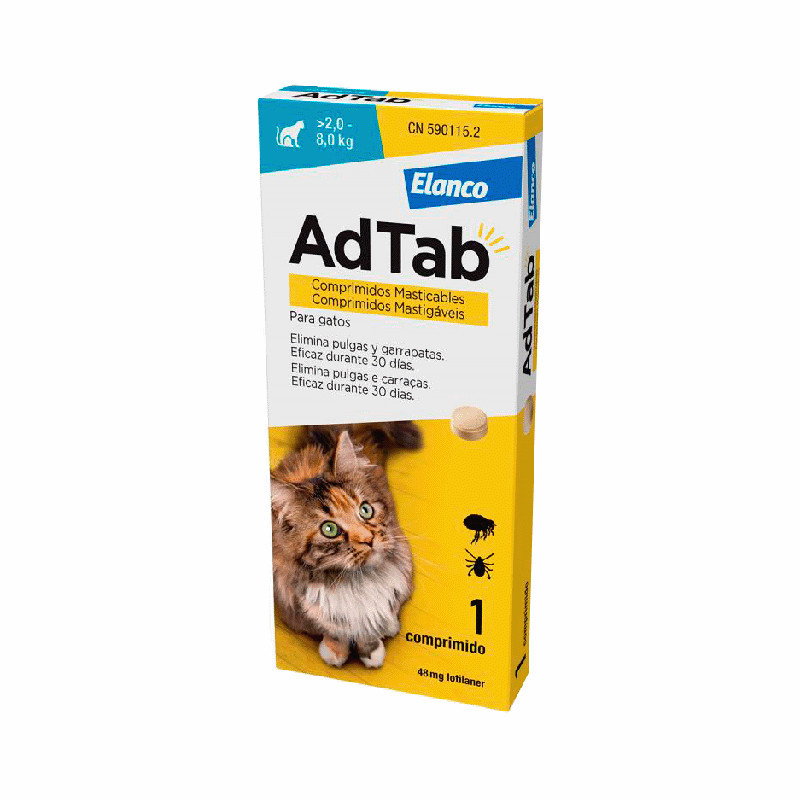 AdTab Gato 48mg 2-8kg 1 comprimé à croquer