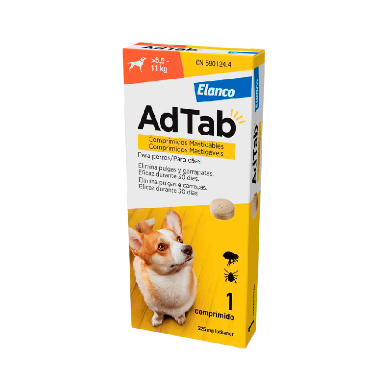 AdTab Chien 225mg 5,5-11kg 1 comprimé à croquer