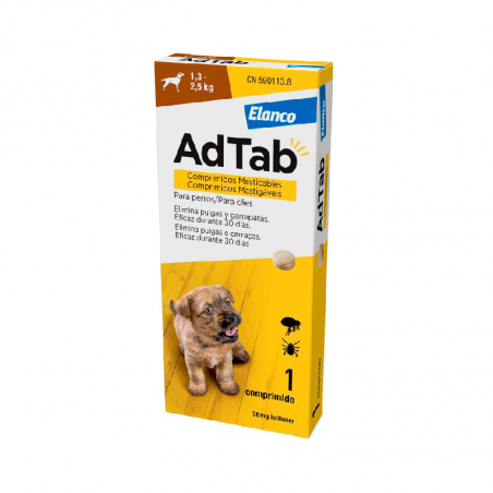 AdTab Cão 56,25mg 1,3-2,5kg 1 comprimido mastigável