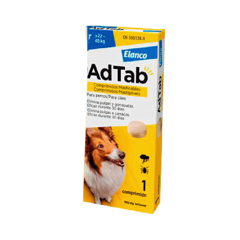 AdTab Chien 900mg 22-45kg 1 comprimé à croquer
