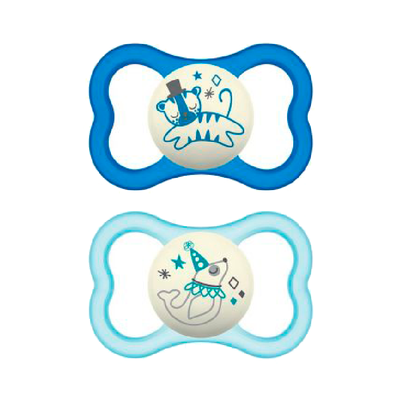 Mam Pacifier Air Night Silicone +6M Blue 2pcs