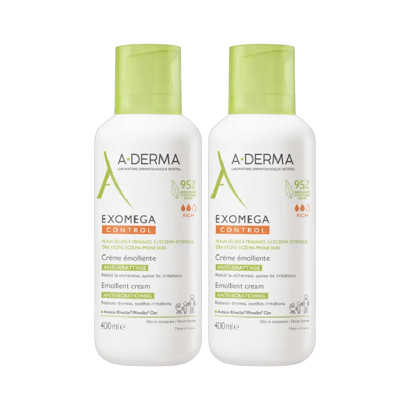 A-Derma Exomega Control Emollient Cream 2x400ml A-Derma Exomega Control Emollient Cream 2x400ml