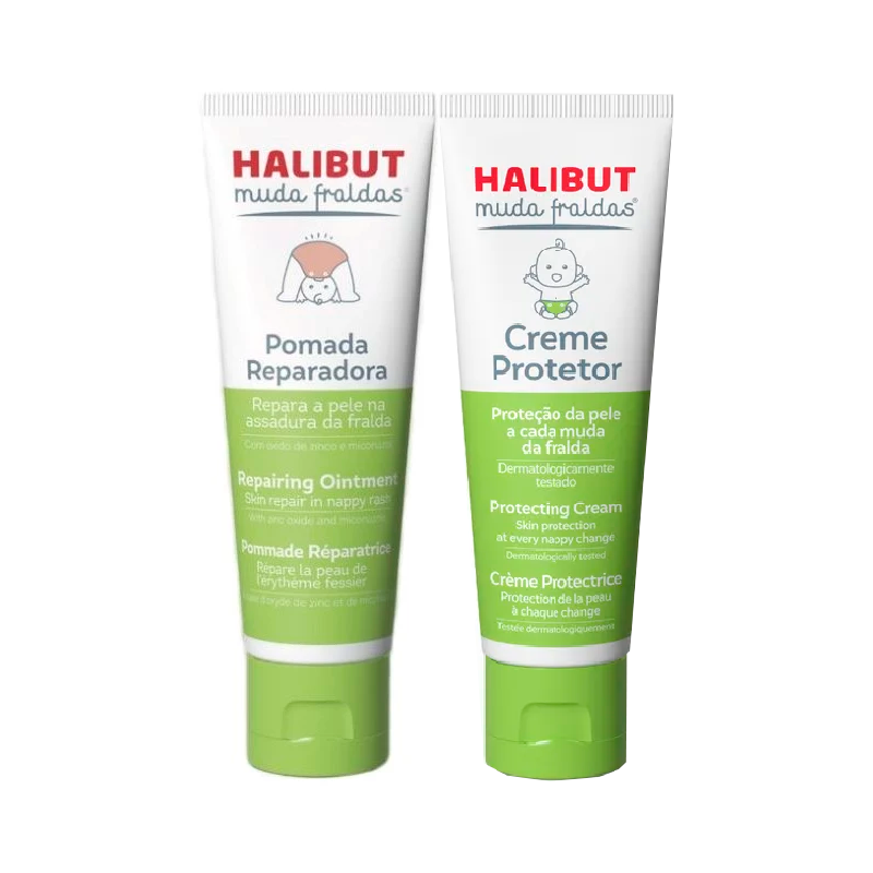 Halibut Pomada Reparadora Cambio Pañal 50g + Crema Protectora 50g