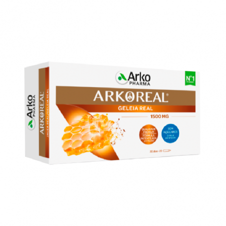 ArkoReal Royal Jelly 1500mg sans sucre 20 ampoules