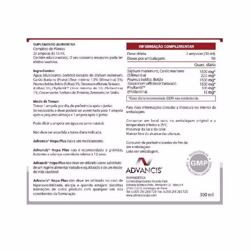 Advancis Hepa Plus 20 ampolas