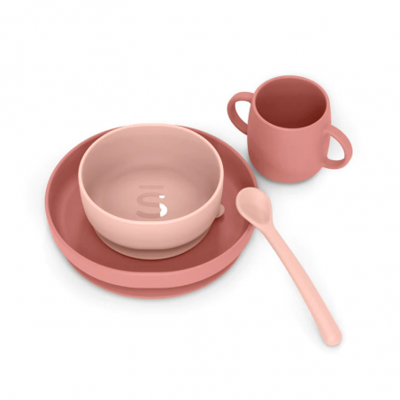 Suavinex Soft Flex Pink Silicone Baby Tableware 4 pieces 4m+