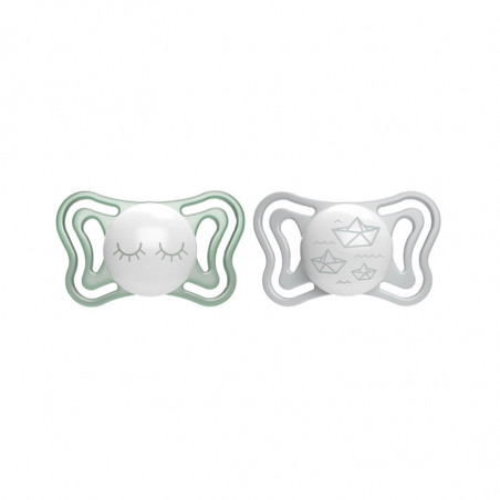 Chicco Physio Light Silicone Pacifier 16-36m 2 units Silver/Green
