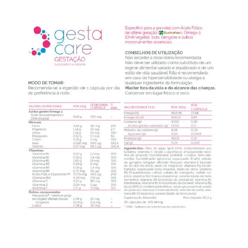 Gestacare Gestation 30 capsules