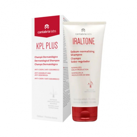 KPL Plus Shampoing Dermatologique Antipelliculaire 200 ml + Iraltone Shampoing Sébo-Régulateur 200 ml
