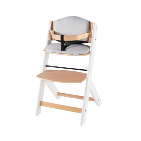 Kinderkraft Enock Feeding Chair White-Wood w/ Cushion