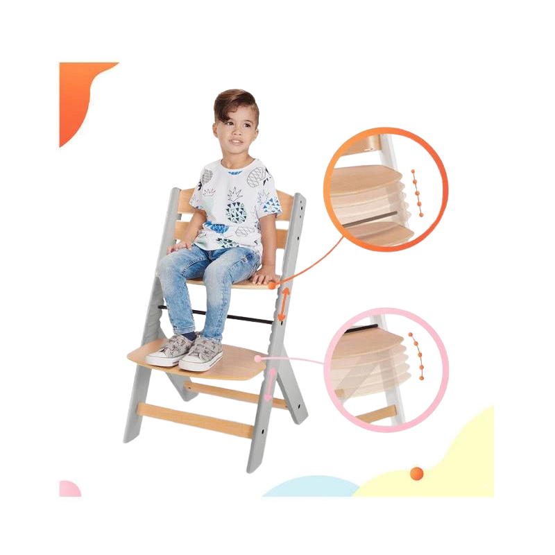 Kinderkraft Enock Cadeira de Refeição Cinzento-Madeira S/ Almofada