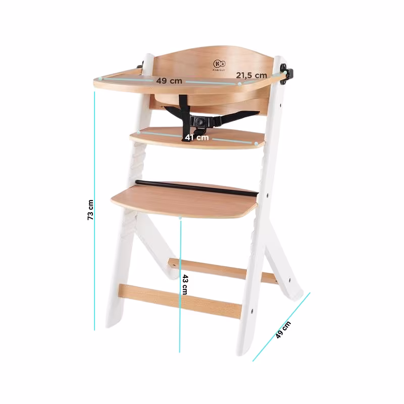 Kinderkraft Enock Silla Comedor Madera-Blanca Sin Cojín