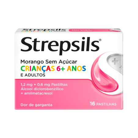 Strepsils Morango Sem Açúcar 16 pastilhas