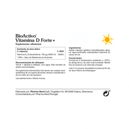 BioActivo Vitamina D Forte+ 80 cápsulas
