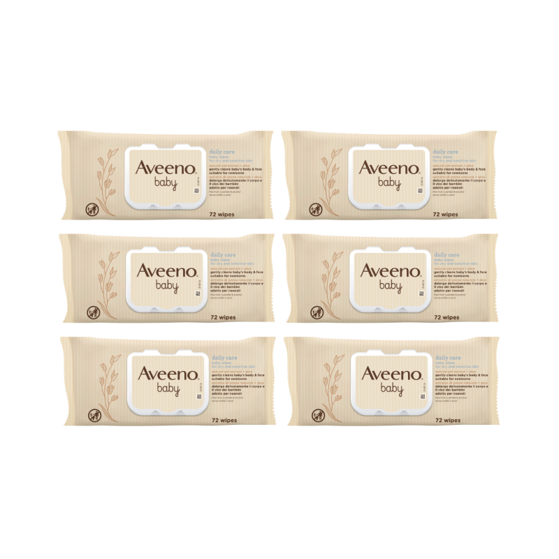 Aveeno Baby Wipes 6x72 unidades