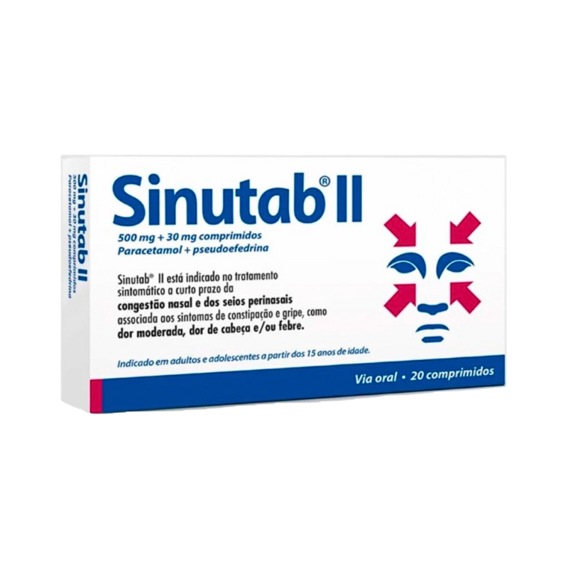 Sinutab II 500mg 30mg 20 tablets