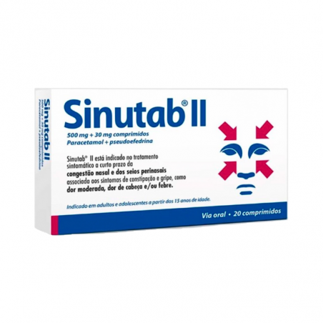 Sinutab II 500mg+30mg 20 comprimés