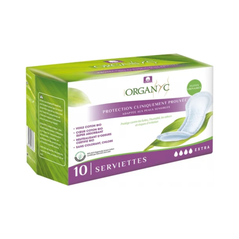 Organyc Serviette Incontinence Urinaire Extra 10 unités