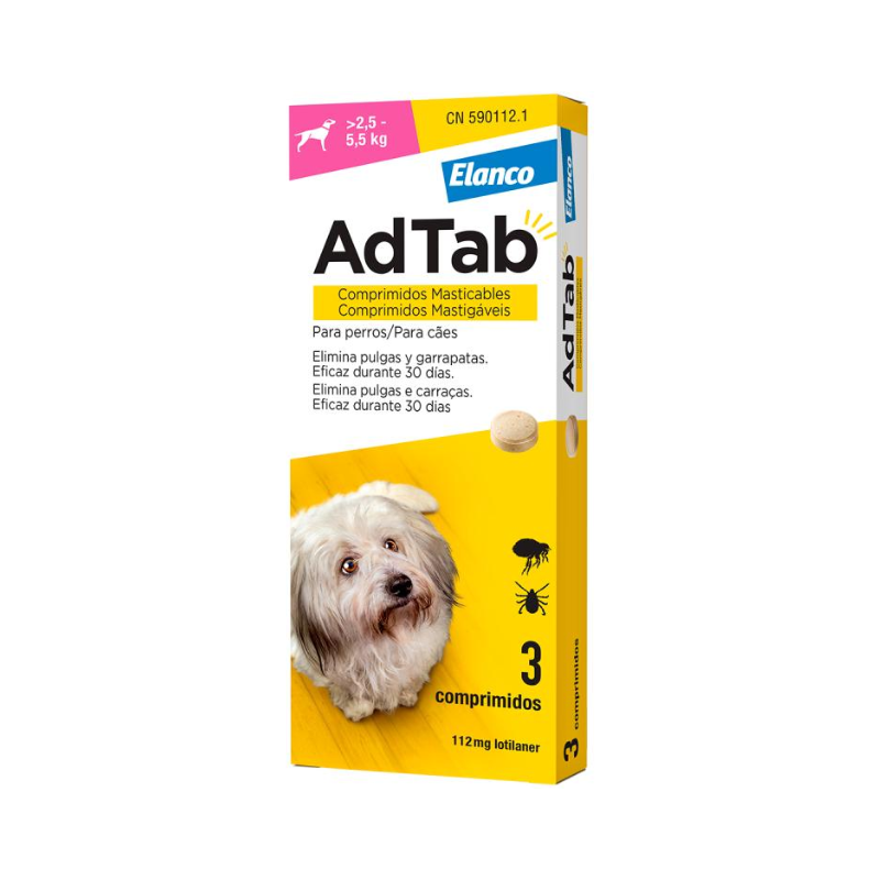 AdTab Chien 112mg 2,5-5,5kg 3 comprimés à croquer