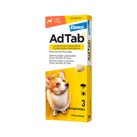 AdTab Perro 225mg 5,5-11kg 3 comprimidos masticables