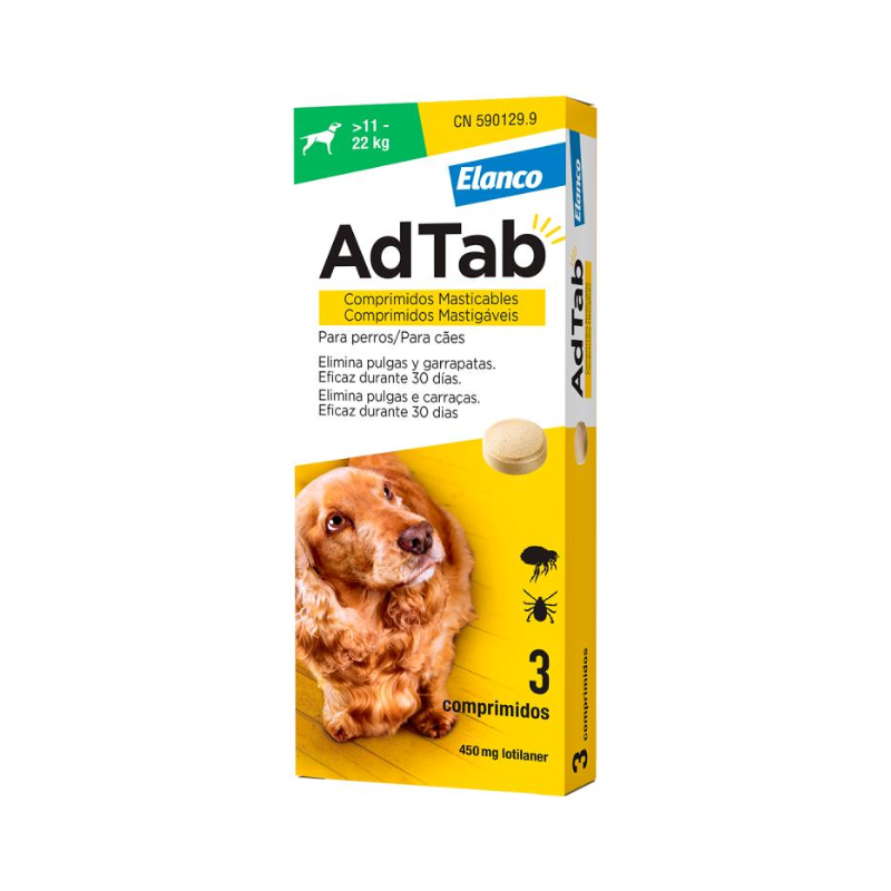 AdTab Chien 450mg 11-22kg 3 comprimés à croquer