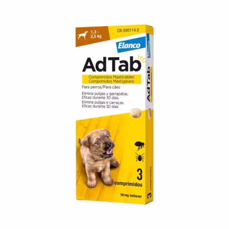 AdTab Chien 56mg 1,3-2,5kg 3 comprimés à croquer