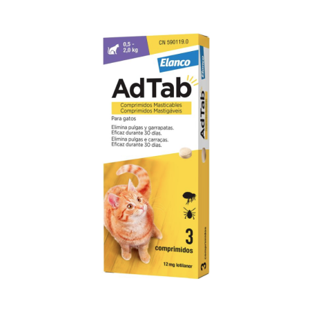 AdTab Gato 12mg 0,5-2kg 3 comprimidos mastigáveis