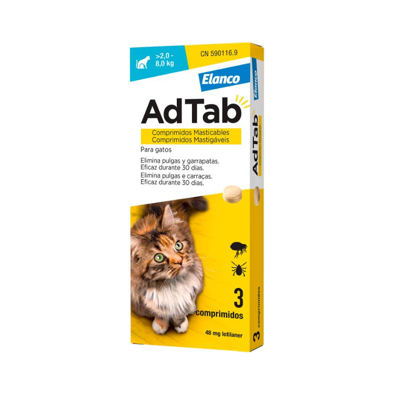 AdTab Gato 48mg 2-8kg 3 comprimés à croquer