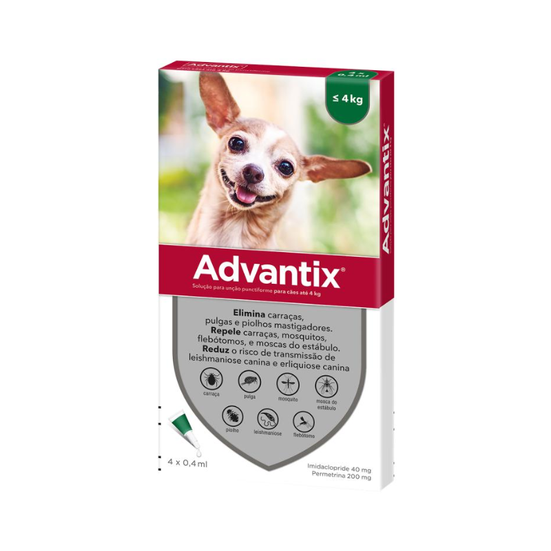 Advantix Perros hasta 4kg 4 pipetas