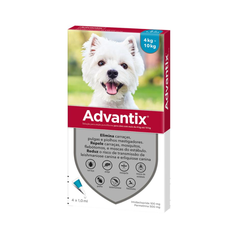 Advantix Cães 4-10kg 4 pipetas