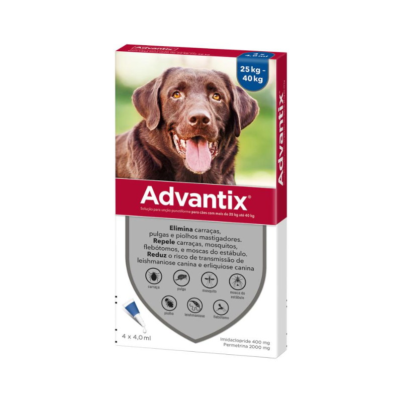 Advantix Cães 25-40kg 4 pipetas