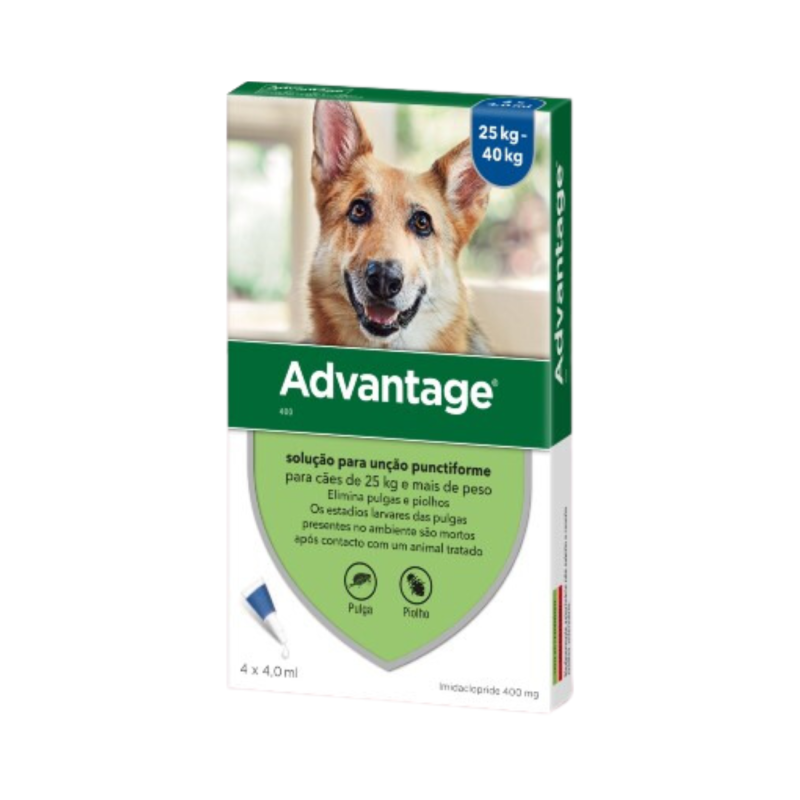 Advantage 400 Cães +25Kg 4 pipetas x 4,0ml